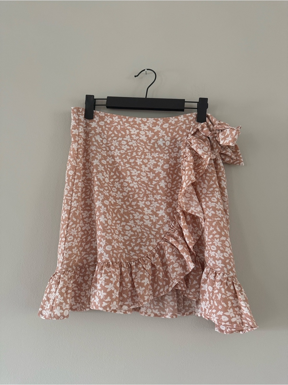 Ruffled Floral Mini Skirt in Blush Pink